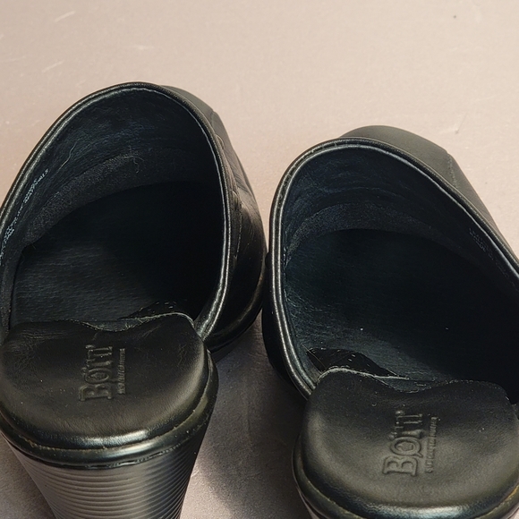BORN WOMENS 8M Black Leather Clogs - Picture 4 of 7